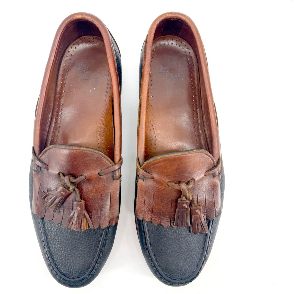 Allen Edmonds Nashua Loafers Mens 11 D Black Brown Kiltie Tassel Leather Preppy - Picture 5 of 10